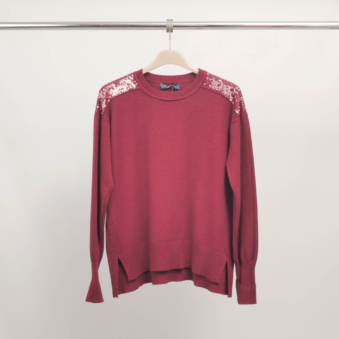 Sequined Shoulder Sweater DSY9552