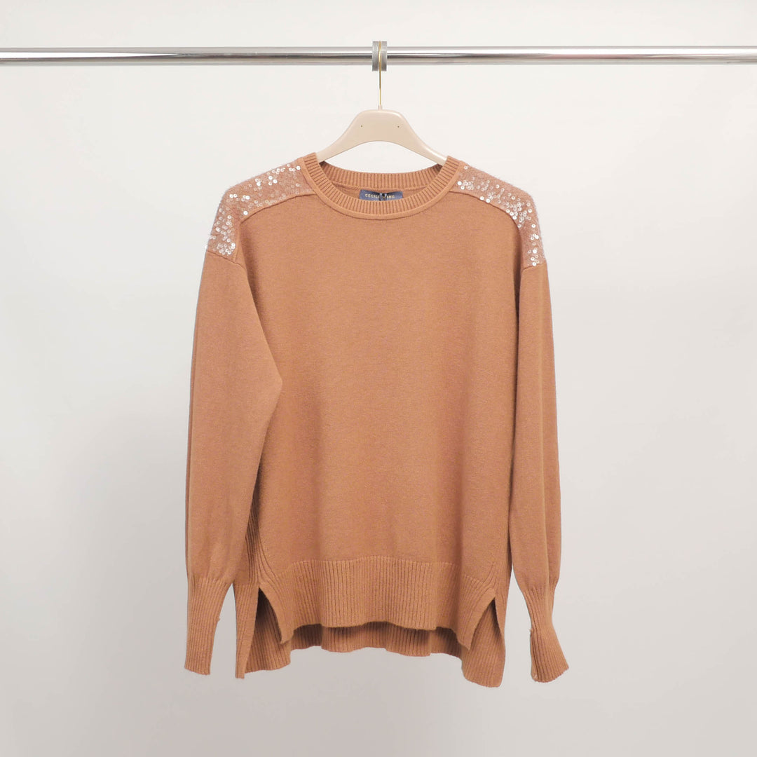 Sequined Shoulder Sweater DSY9552