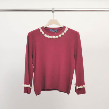 Pull manches longues décor perles en maille douce – DSY9538