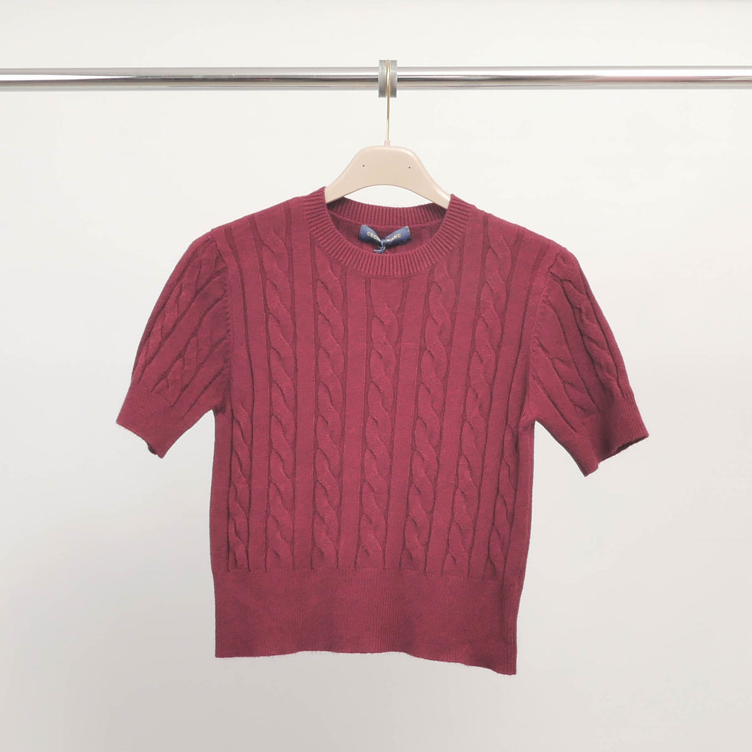 Short-sleeved cable-knit sweater in soft fabric – DSY9137