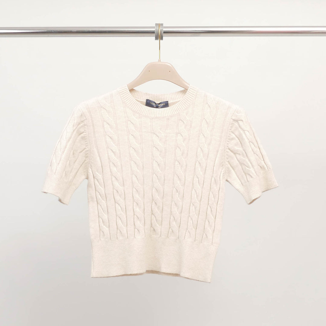 Short-sleeved cable-knit sweater in soft fabric – DSY9137