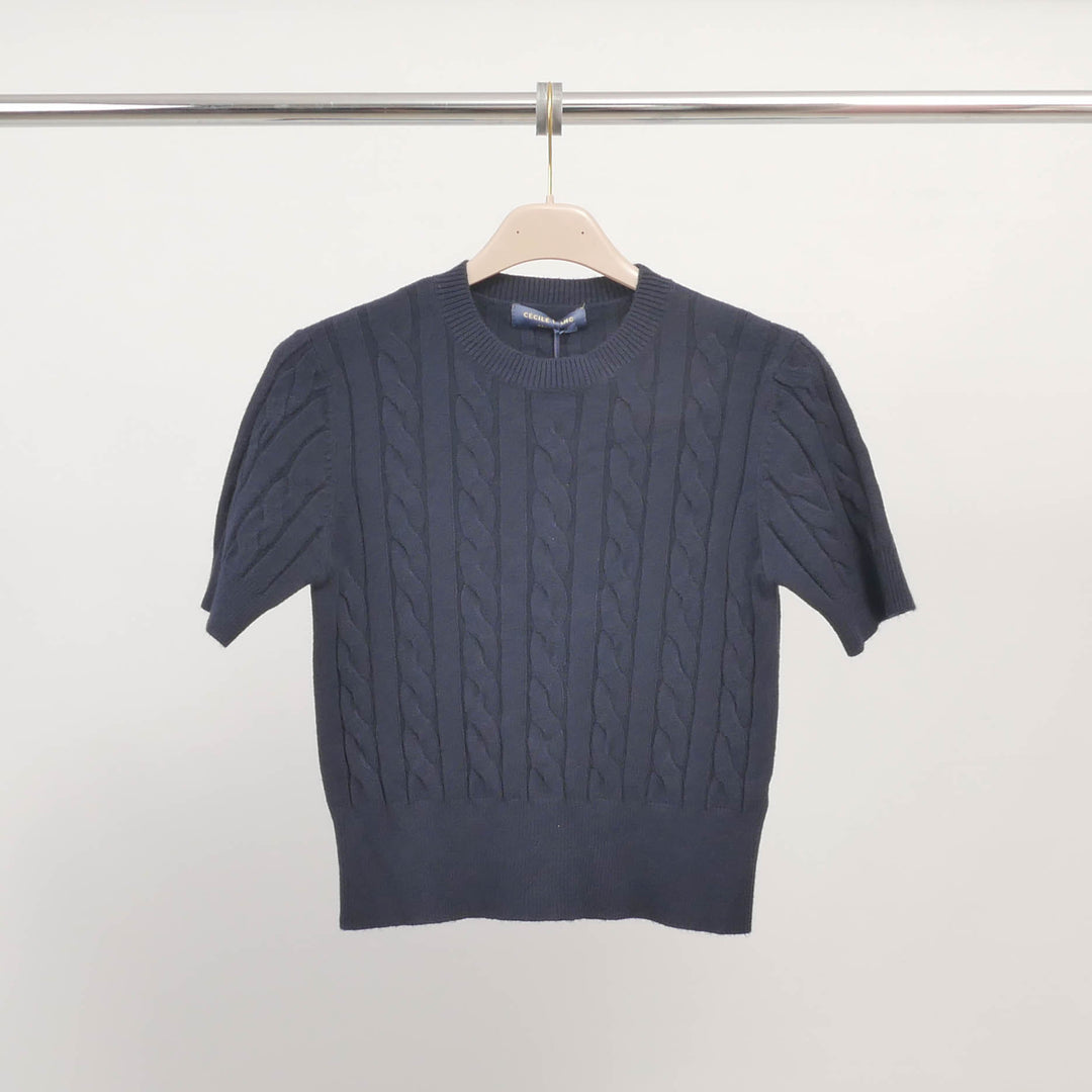 Short-sleeved cable-knit sweater in soft fabric – DSY9137