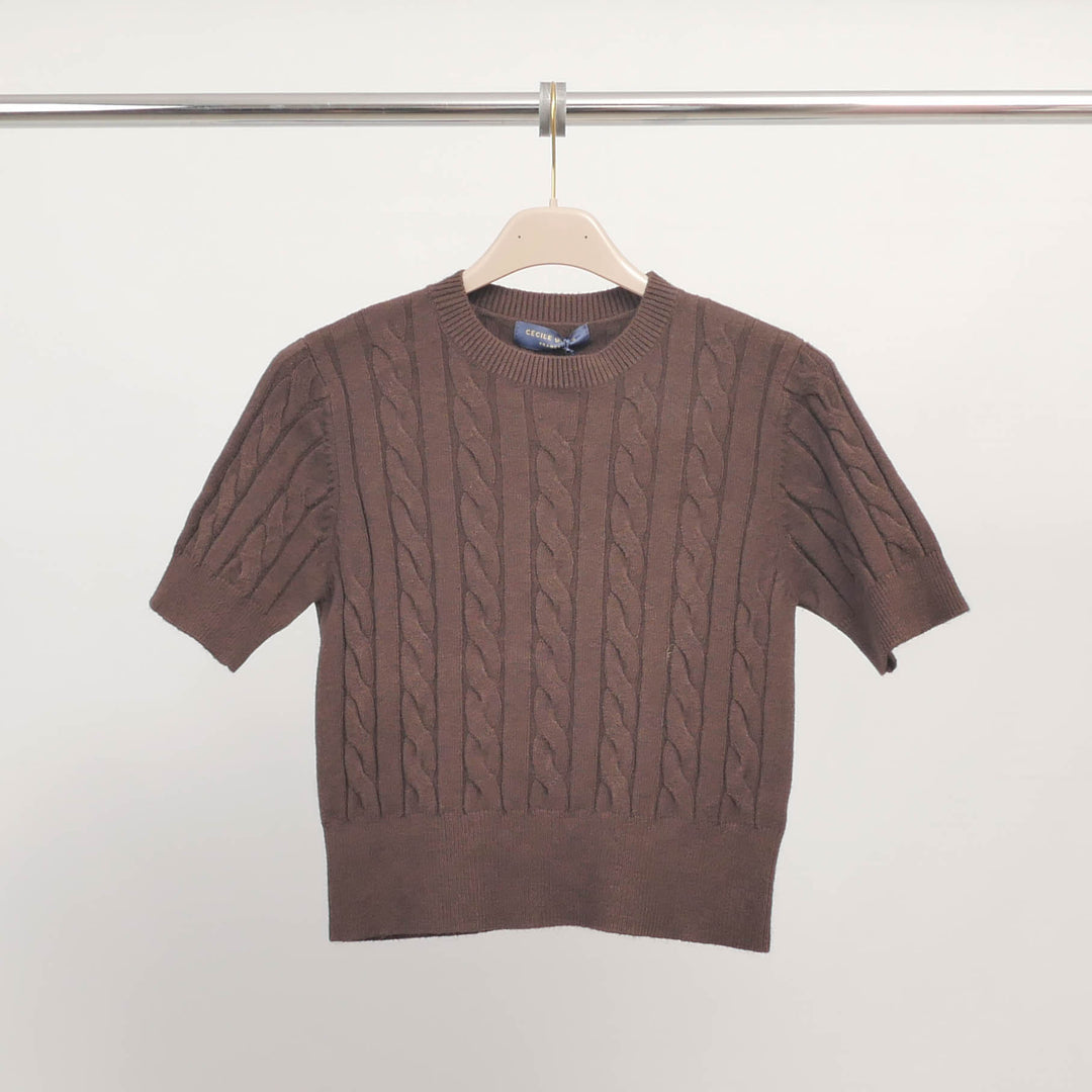 Short-sleeved cable-knit sweater in soft fabric – DSY9137