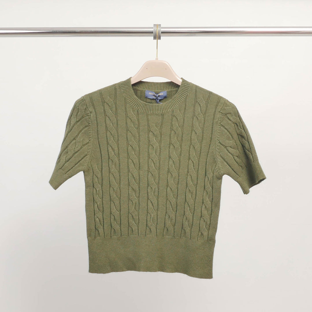 Short-sleeved cable-knit sweater in soft fabric – DSY9137