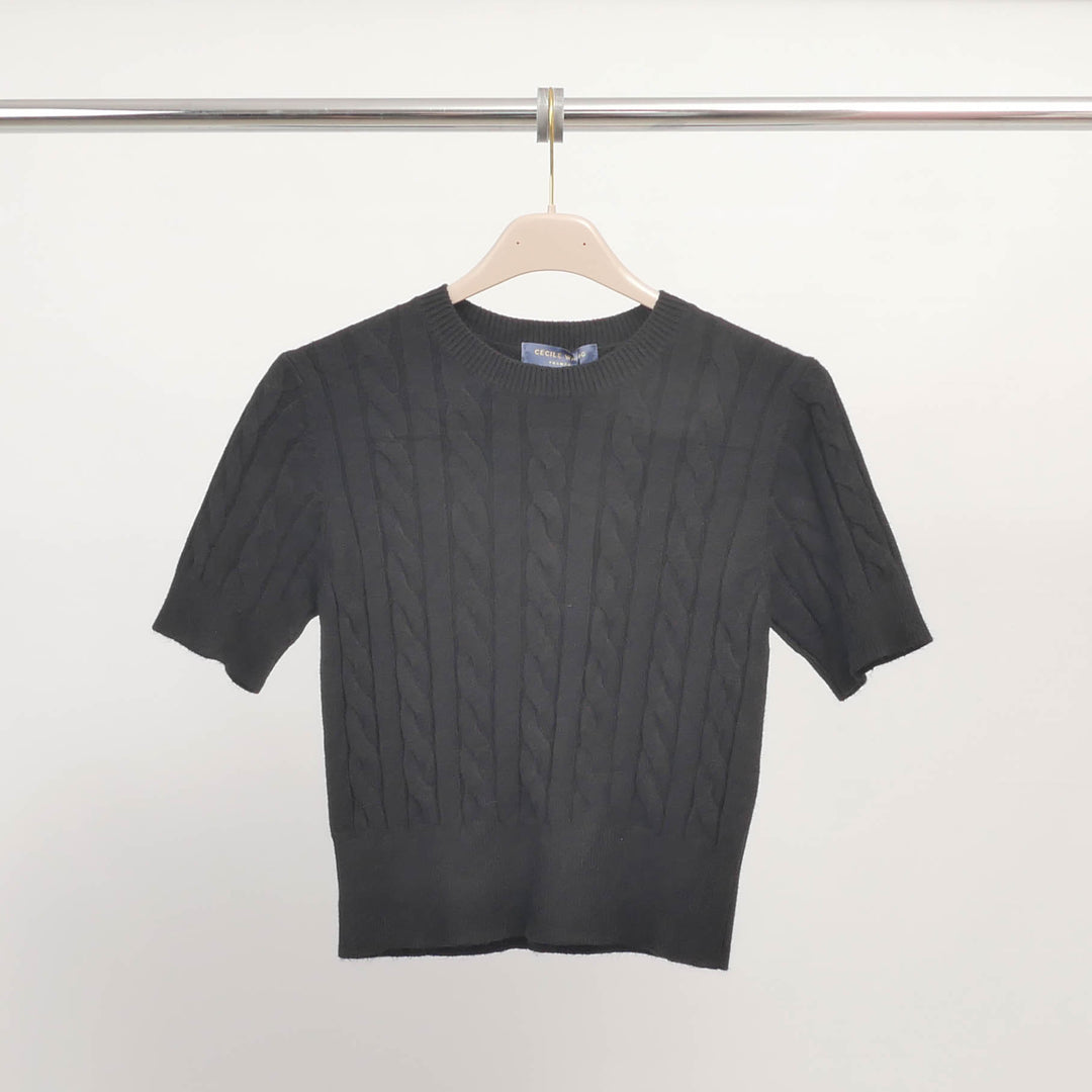 Short-sleeved cable-knit sweater in soft fabric – DSY9137