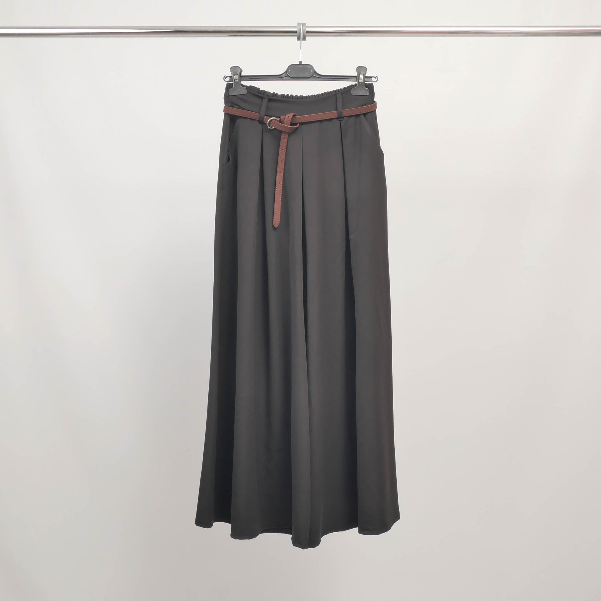 Pantalon large avec ceinture en coton mélangé – CVA824687-2