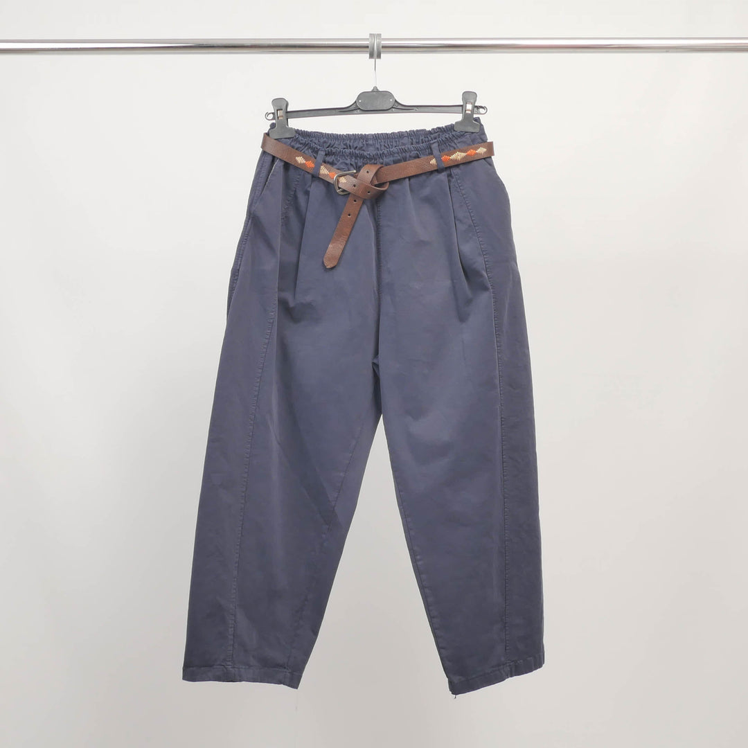 Carrot-cut cotton trousers with braided waistband – CVA825198