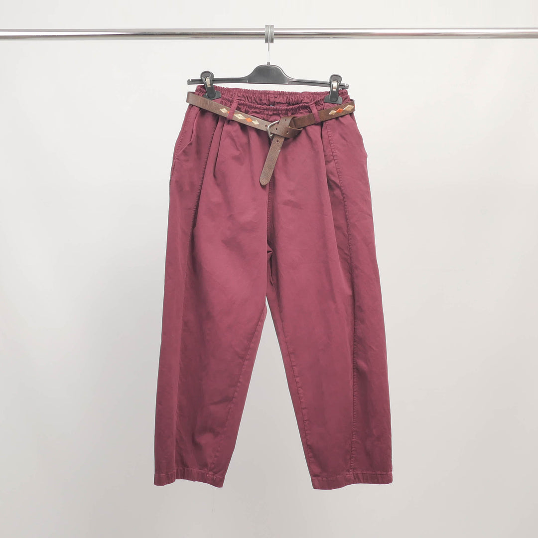 Carrot-cut cotton trousers with braided waistband – CVA825198