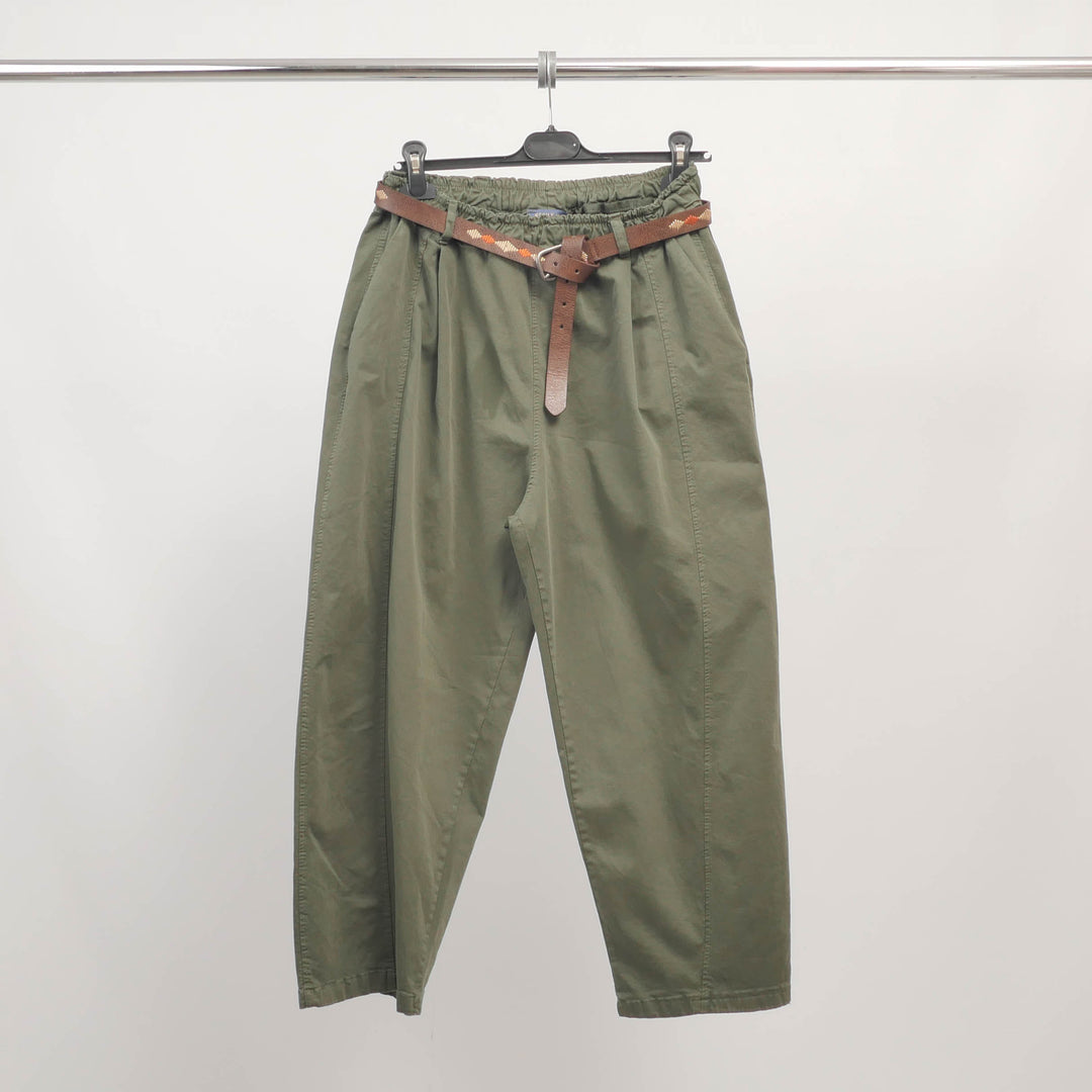 Carrot-cut cotton trousers with braided waistband – CVA825198