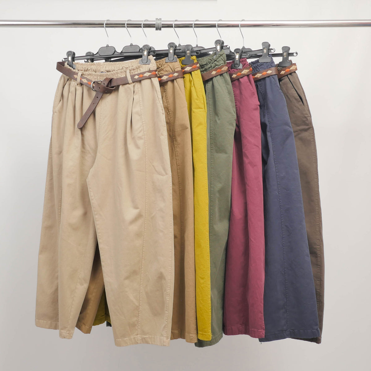 Carrot cut cotton trousers with braided waistband – cva825198