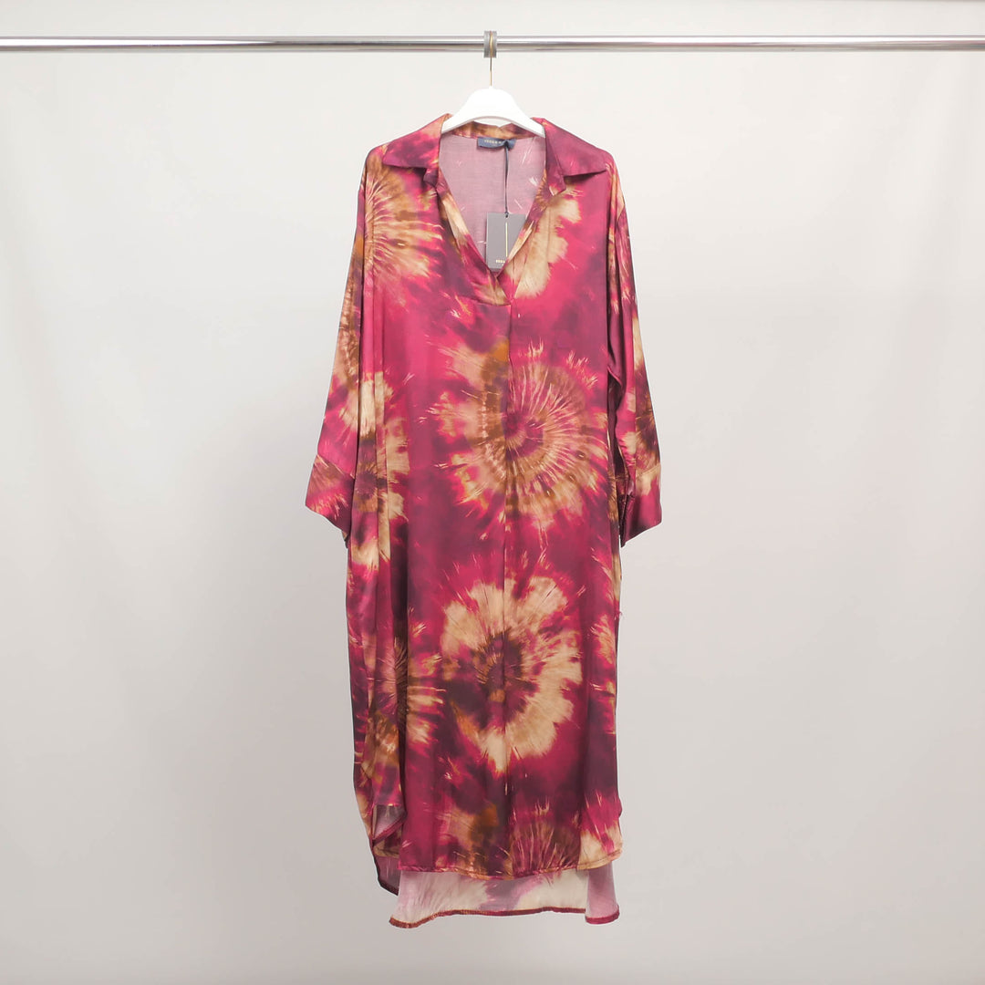 Robe longue col chemise effet tie & dye – KD6120-14