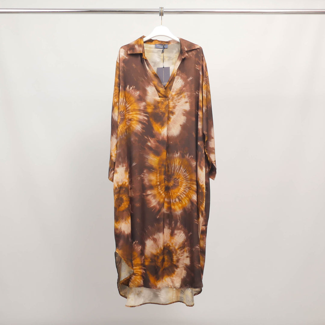 Robe longue col chemise effet tie & dye – KD6120-14
