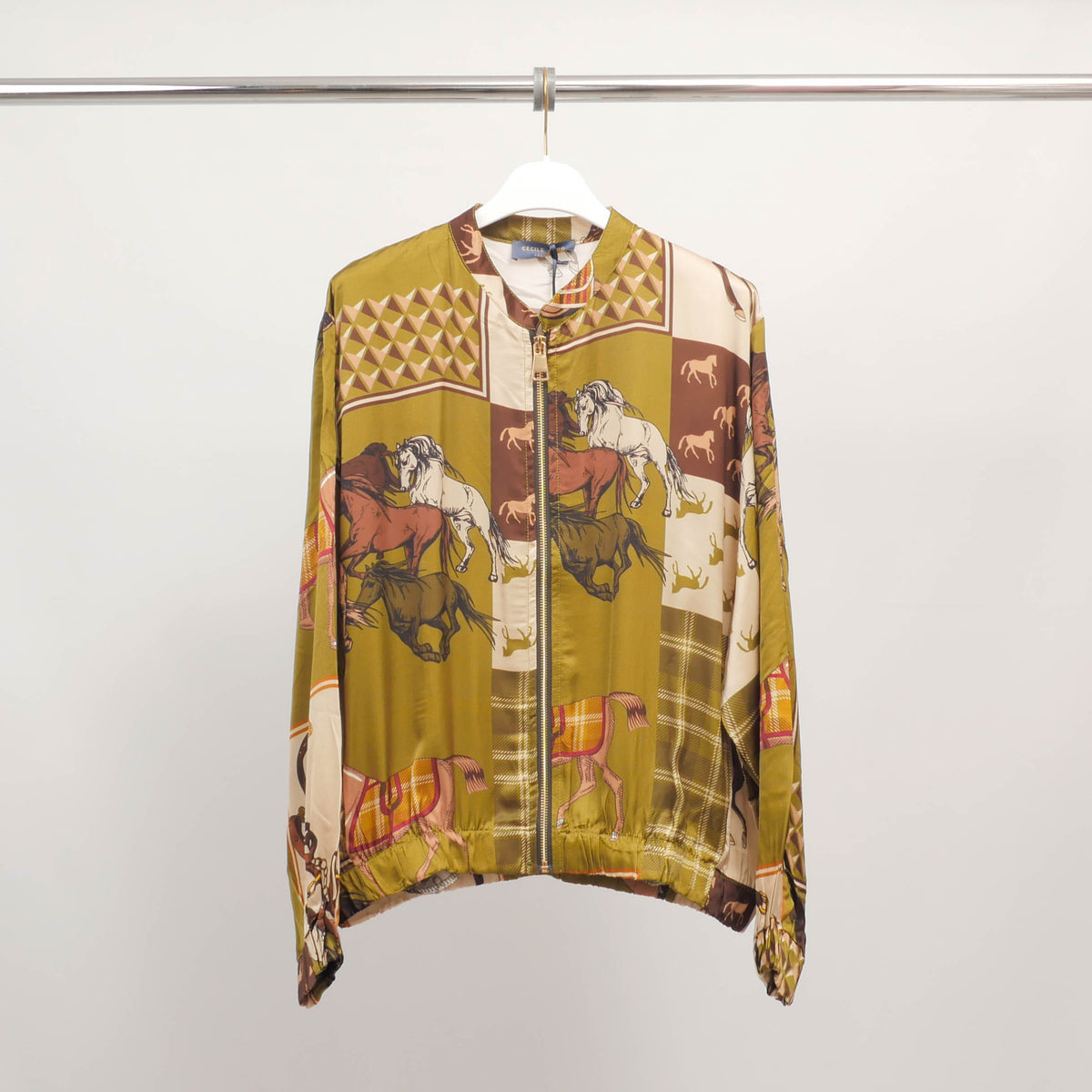 Equestrian print zip up jacket in viscose and silk – kd8772vs 30