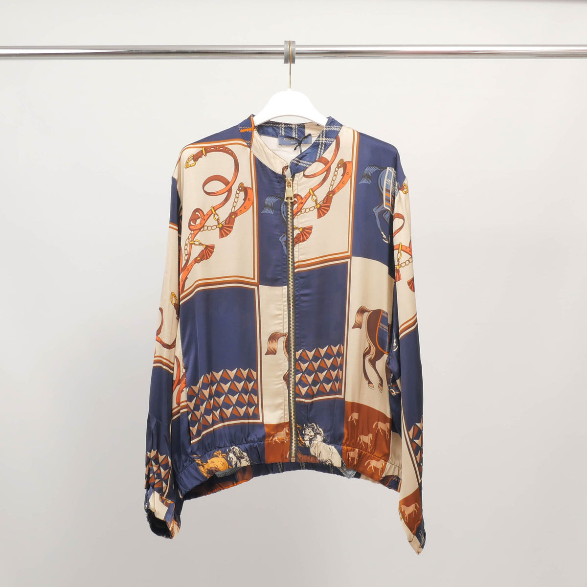 Equestrian print zip up jacket in viscose and silk – kd8772vs 30
