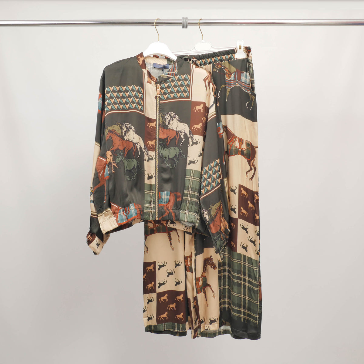 Equestrian print zip up jacket in viscose and silk – kd8772vs 30