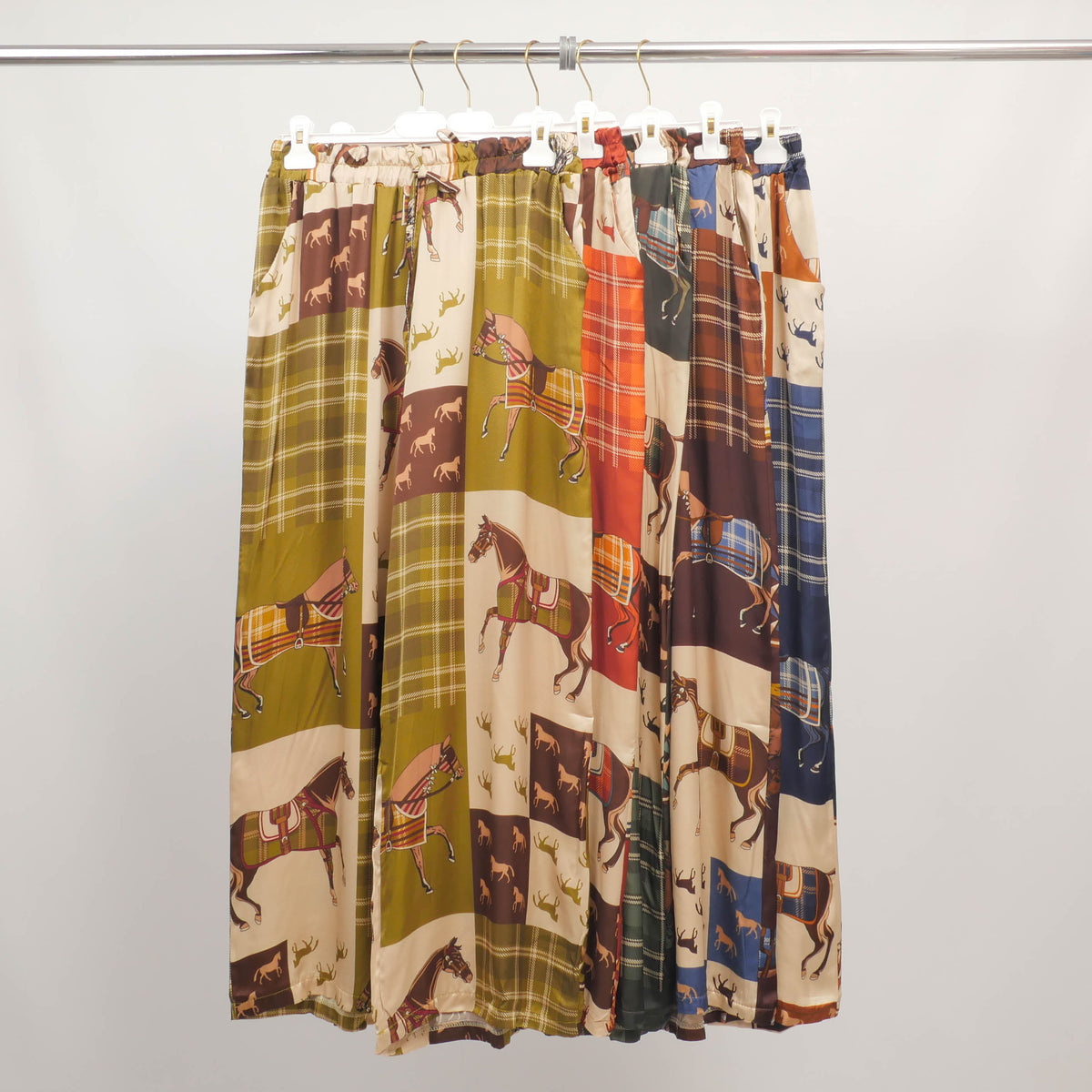 Wide leg equestrian print trousers in viscose and silk – kd6637vs 30 