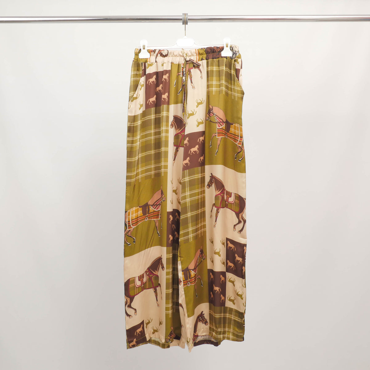 Wide leg equestrian print trousers in viscose and silk – kd6637vs 30 