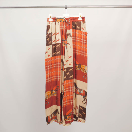 Pantalon large imprimé équestre en viscose et soie – KD6637VS-30