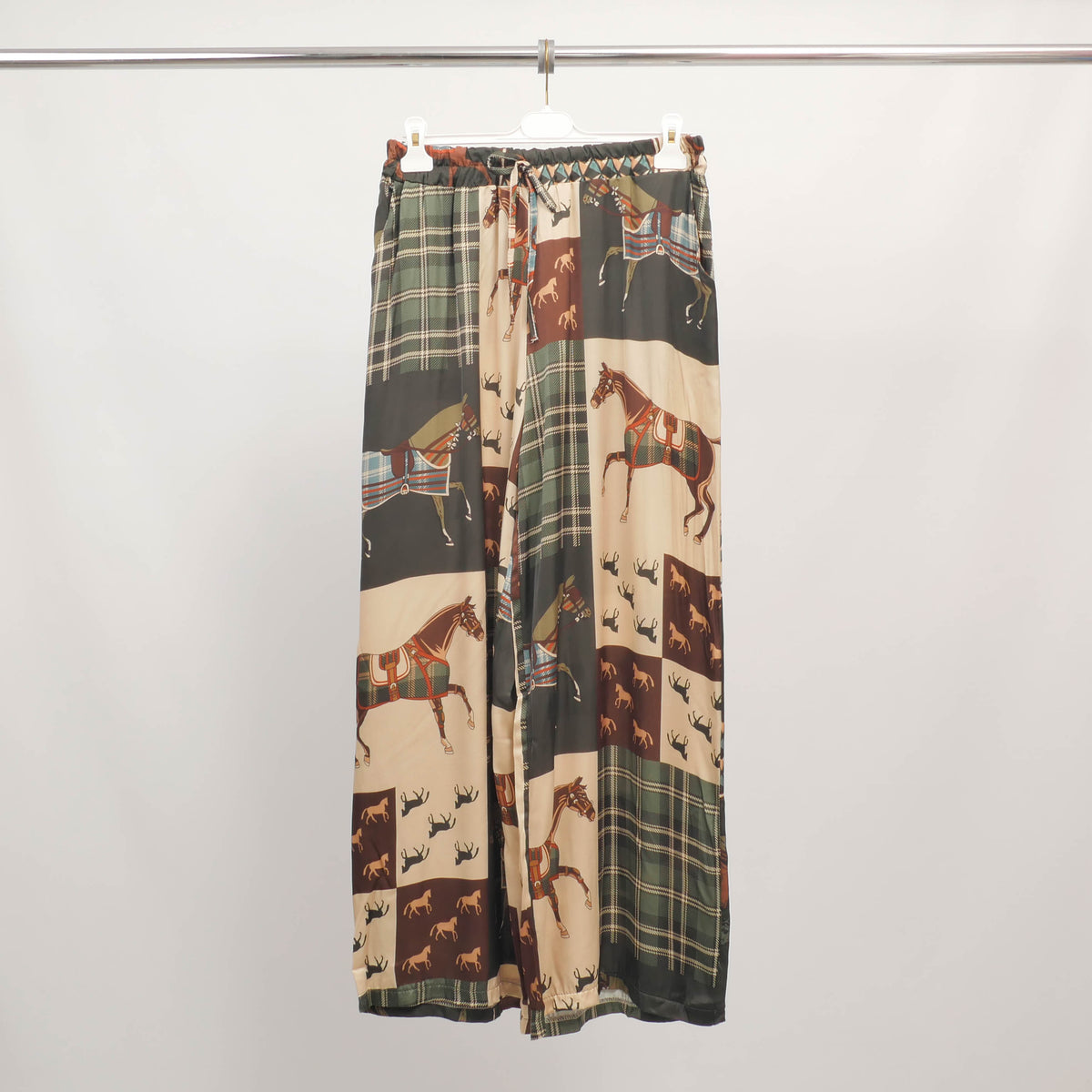 Wide leg equestrian print trousers in viscose and silk – kd6637vs 30 
