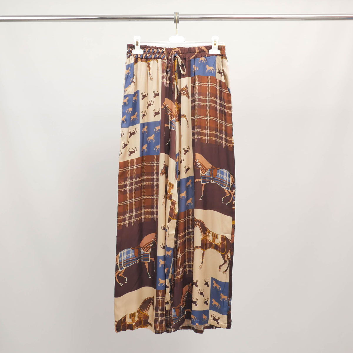 Wide leg equestrian print trousers in viscose and silk – kd6637vs 30 