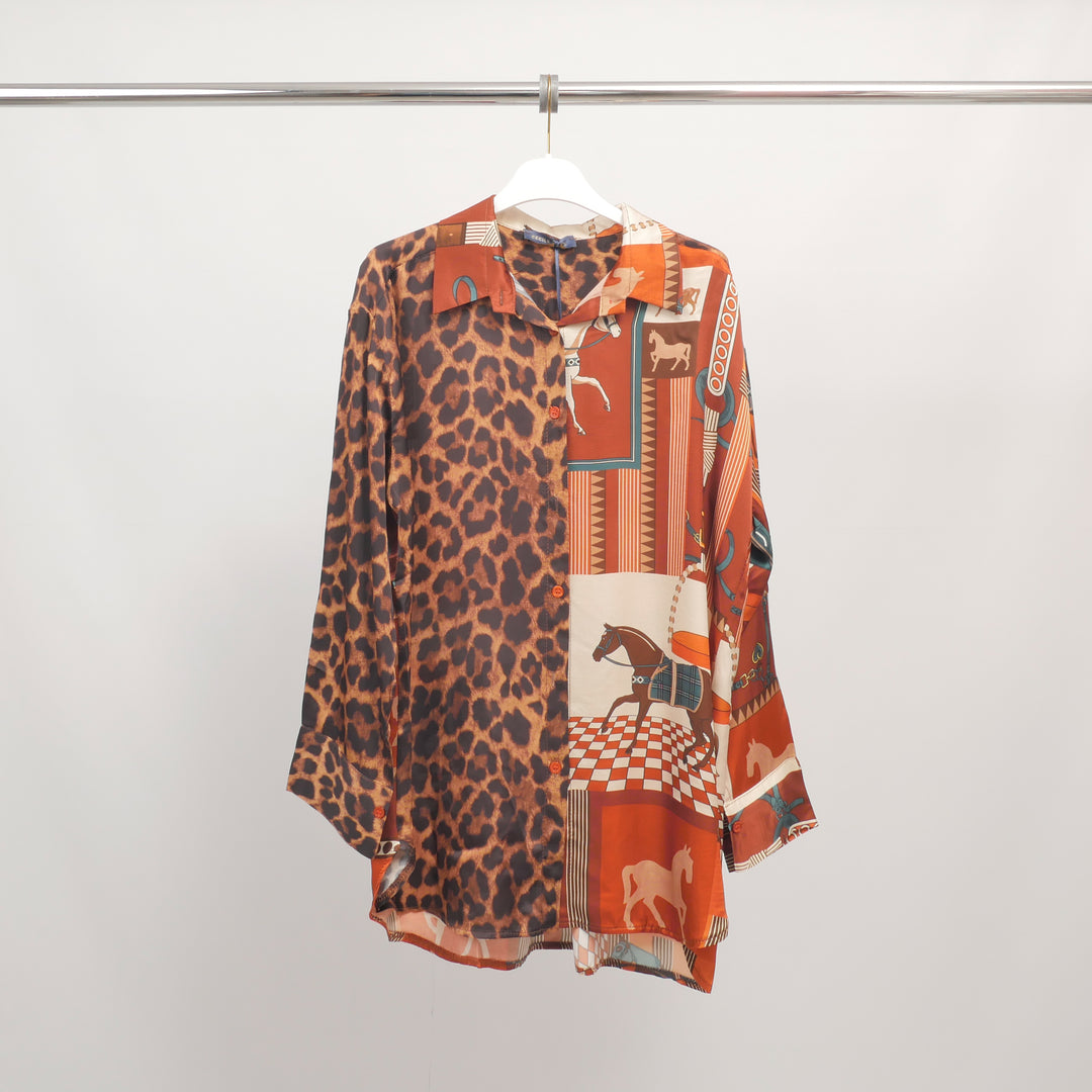 Flowy shirt with contrasting print - KD9920VS-2