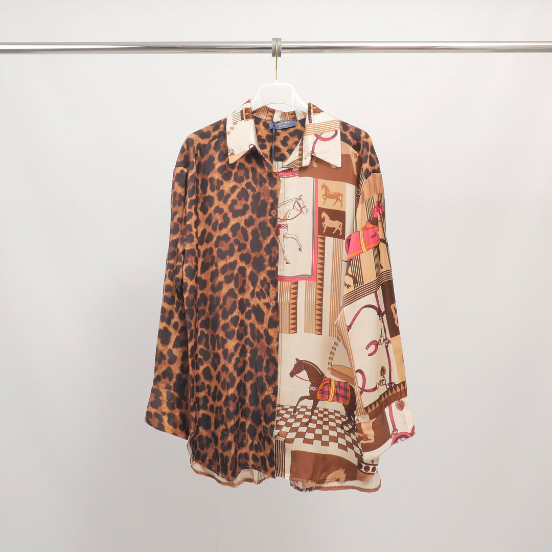 Flowy shirt with contrasting print - KD9920VS-2