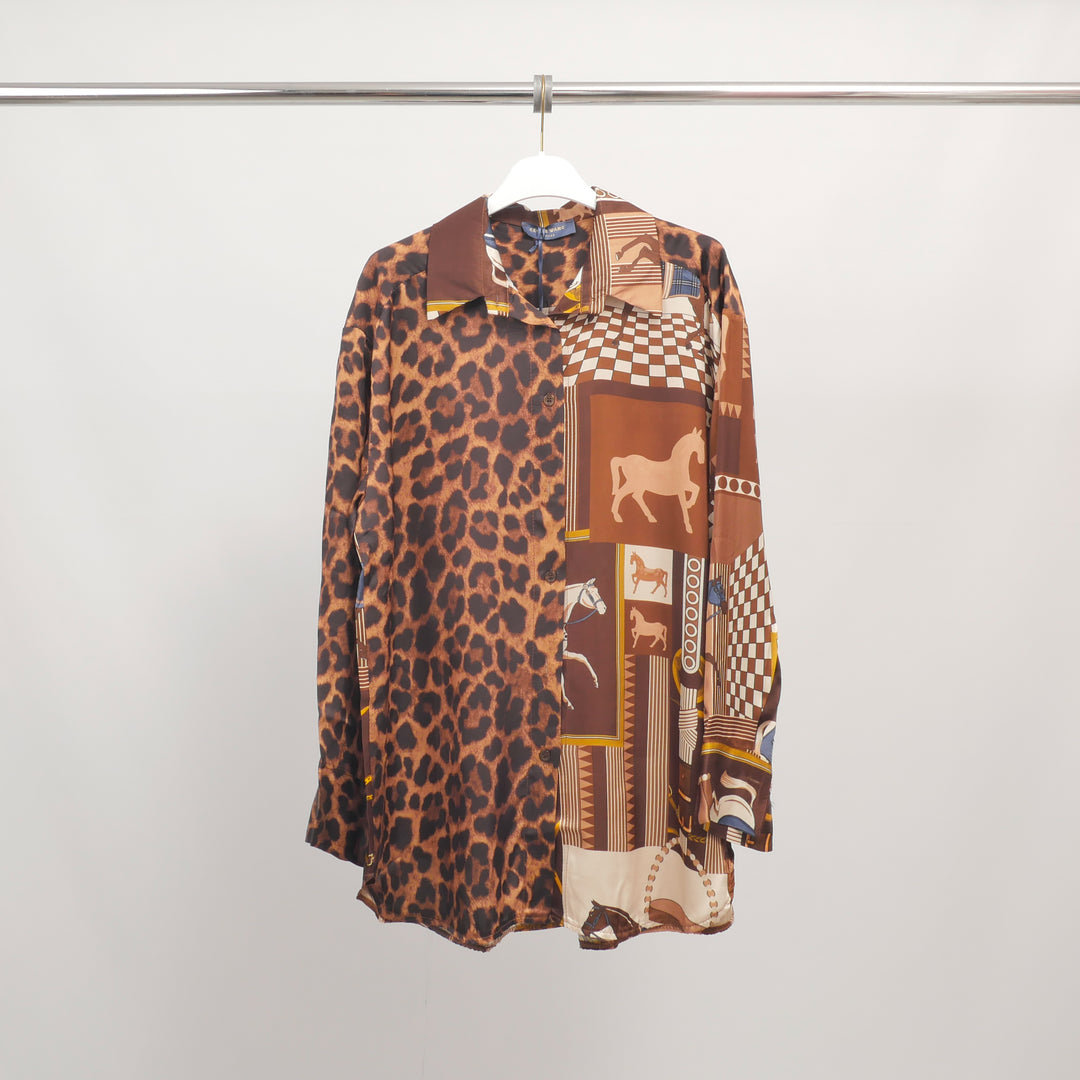 Flowy shirt with contrasting print - KD9920VS-2