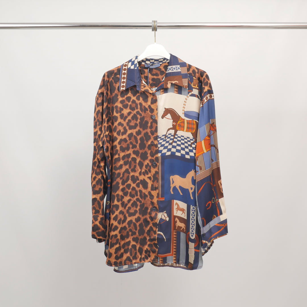 Flowy shirt with contrasting print - KD9920VS-2