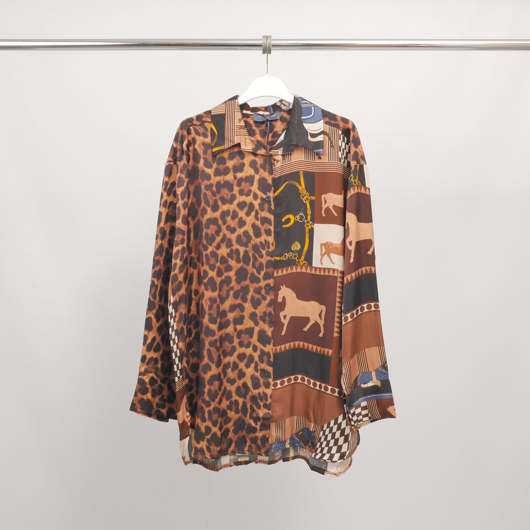 Flowy shirt with contrasting print - KD9920VS-2