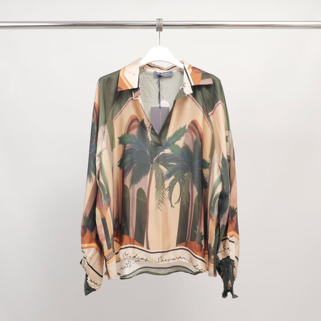 Multicolored architectural print tunic KD7365VS-26