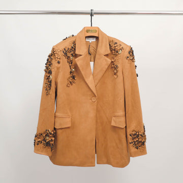 Veste en suédine appliqués floraux MJ263943