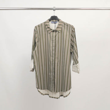 Chemise longue rayée à revers contrastés - TDM50320-3