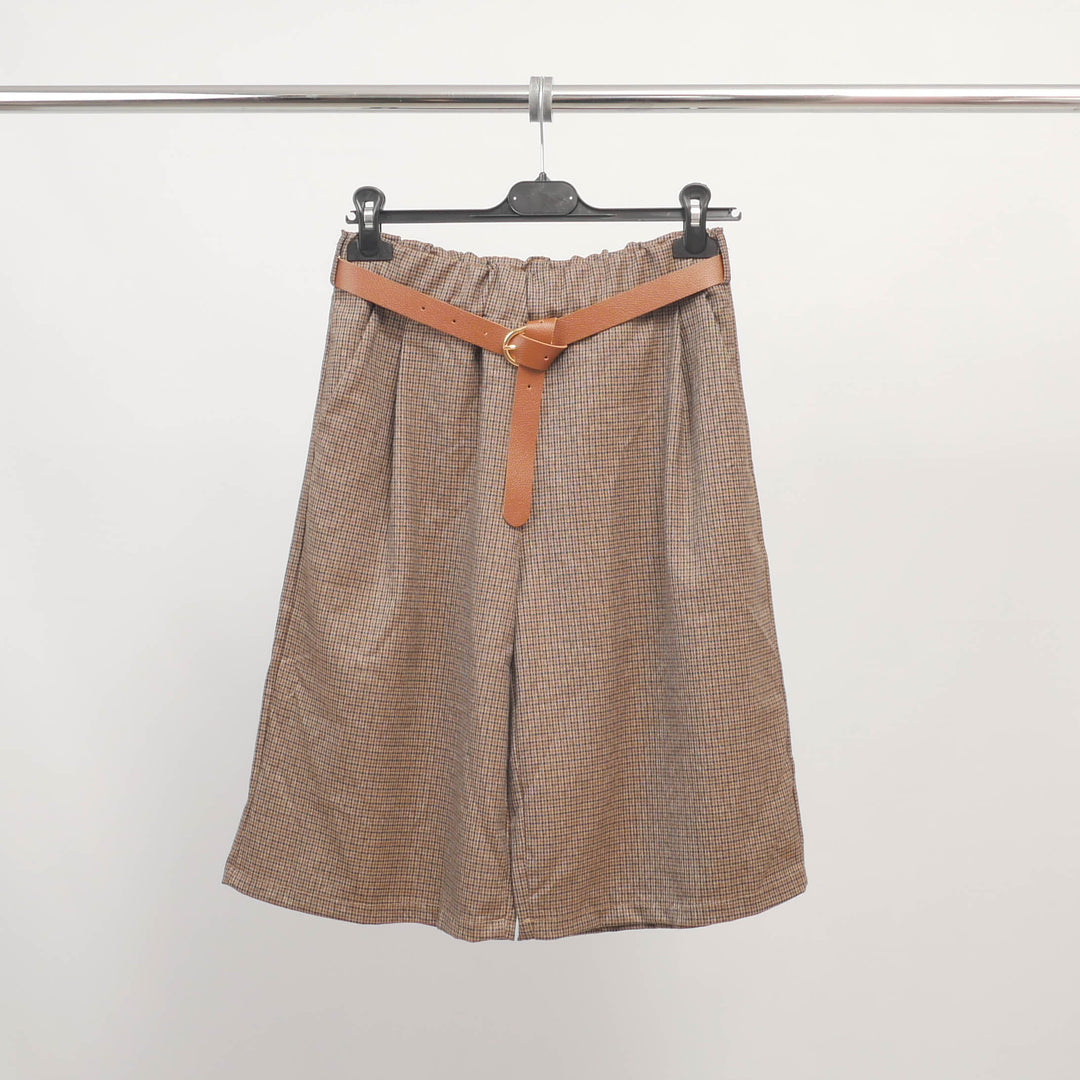 Short fluide ceinturé à motif prince-de-galles - TDM52325