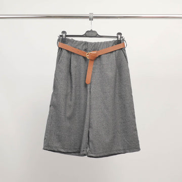 Short fluide ceinturé à motif prince-de-galles - TDM52325