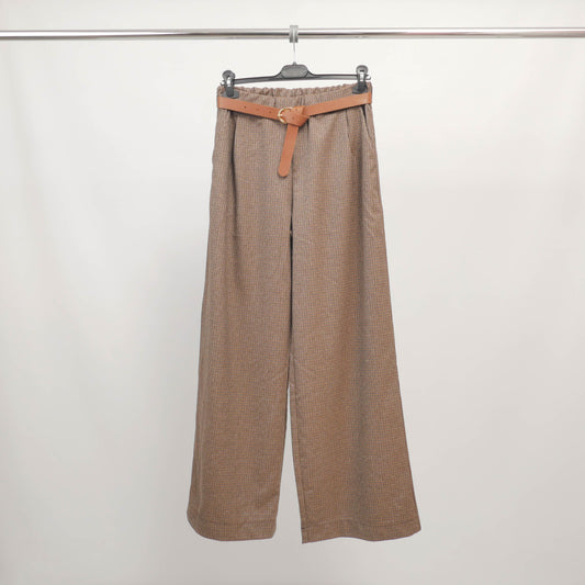 Pantalon large à carreaux ceinturé - TDM78223-8