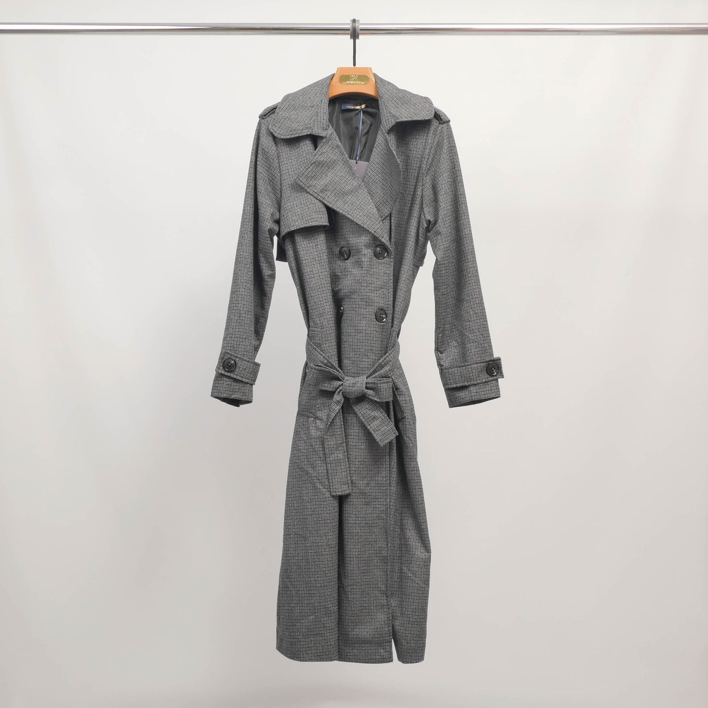 Trench long ceinturé à motif prince-de-galles - TDM81624-3