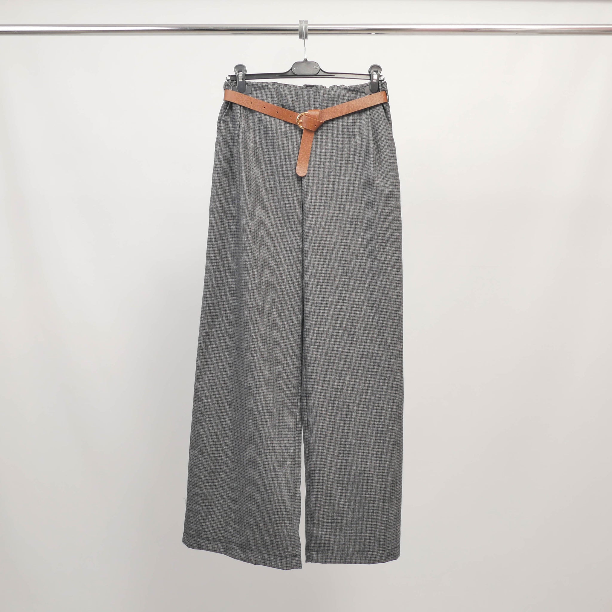 Pantalon large à carreaux ceinturé - TDM78223-8