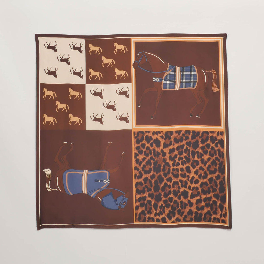 Equestrian print scarf KD8824VS-3