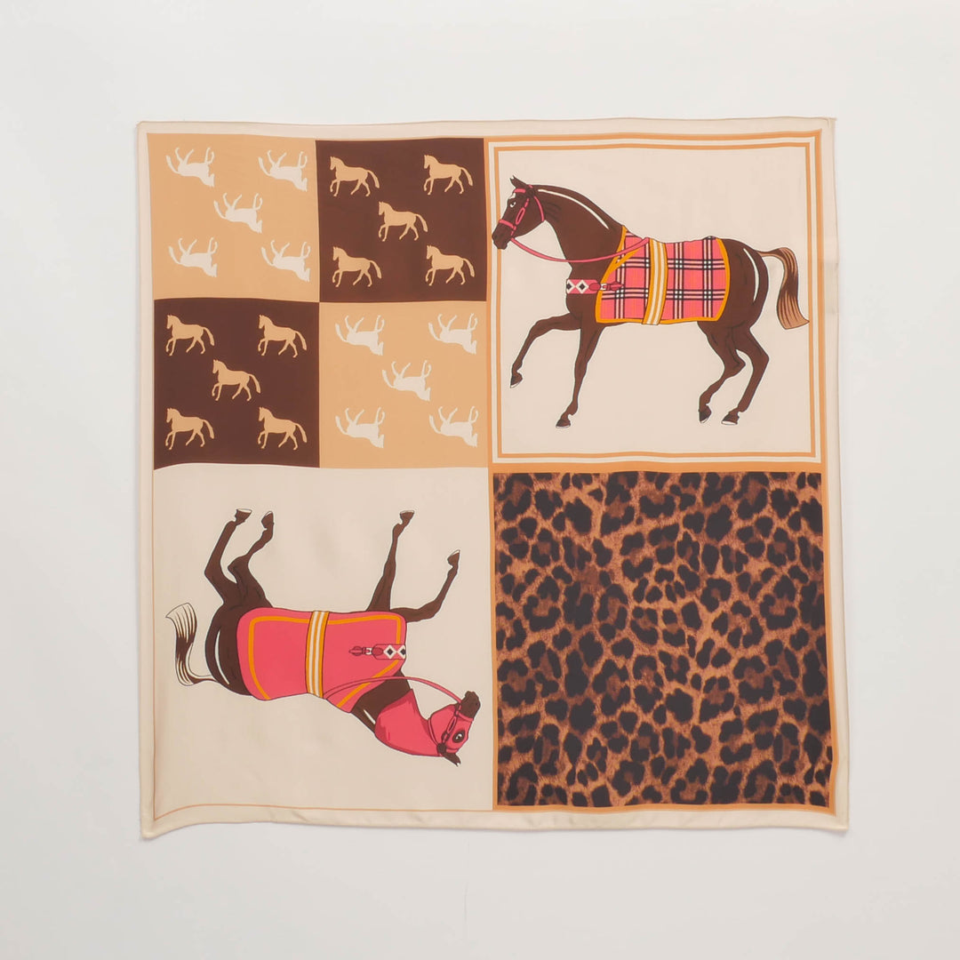 Equestrian print scarf KD8824VS-3