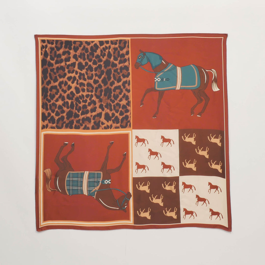 Equestrian print scarf KD8824VS-3