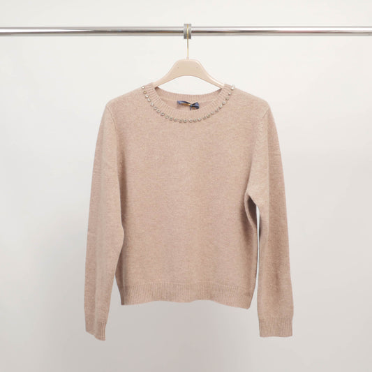 Pull en laine col orné de strass HYL1886