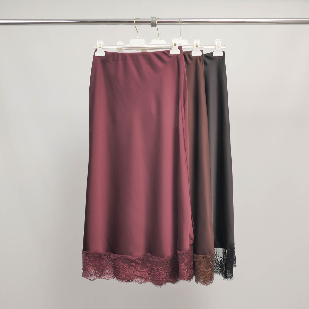 Satin midi length skirt with lace – bcl5029vs 2