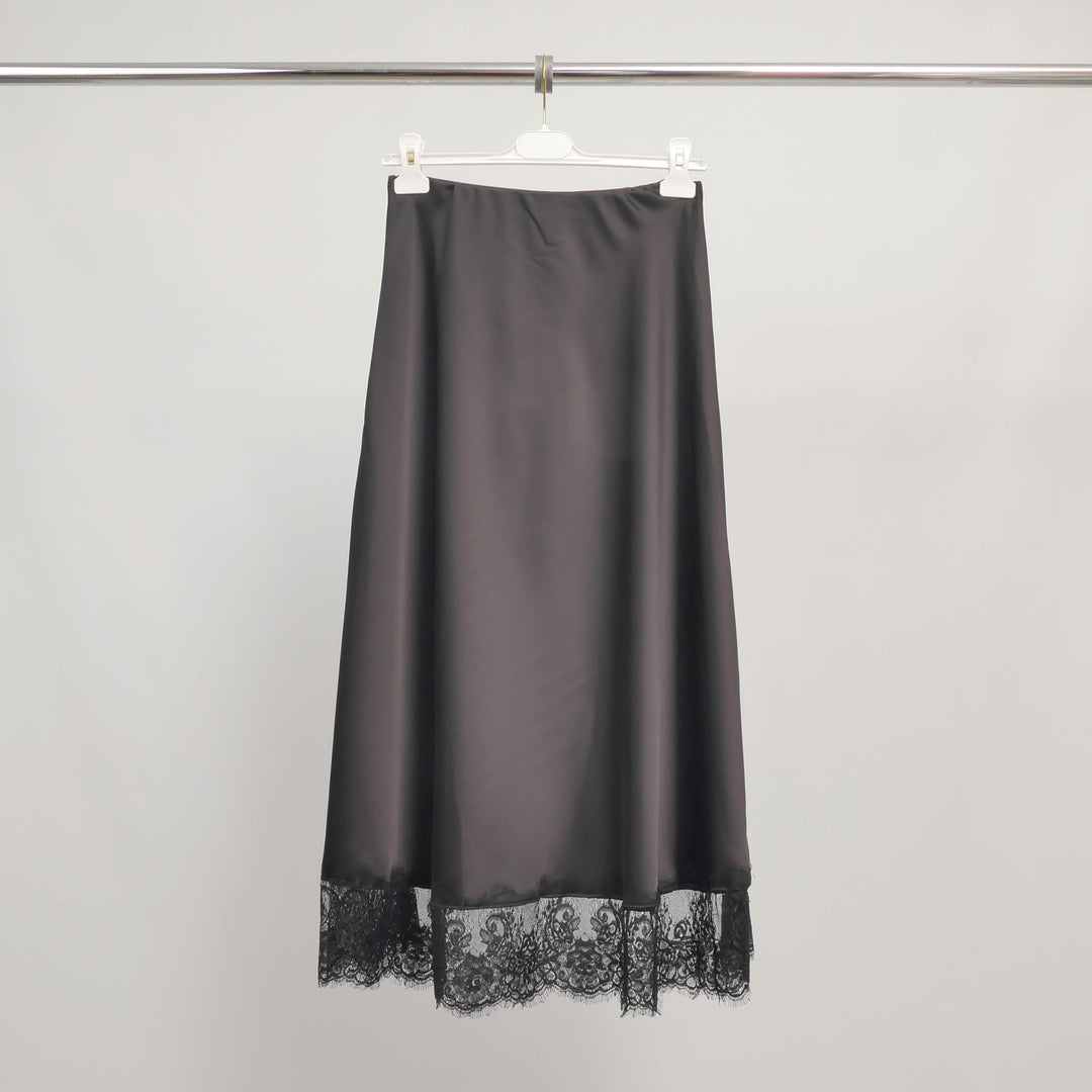 Satin midi-length skirt with lace – BCL5029VS-2