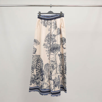 Pantalon large imprimé jungle bleu marine et crème – YCM22212-1