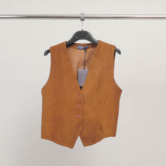 Gilet sans manches en maille chenille caramel ou chocolat – TDM35223-6