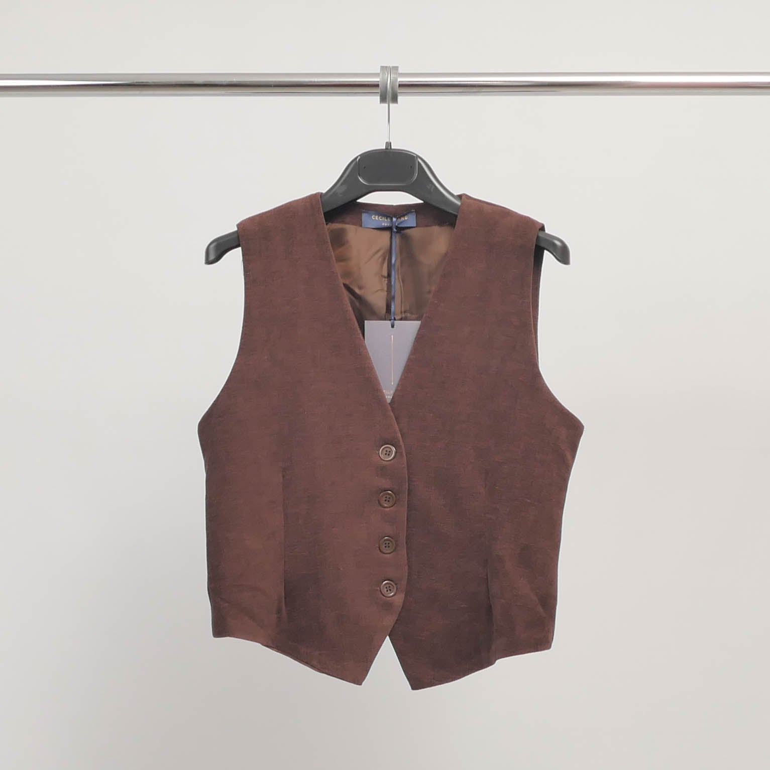 Gilet sans manches en maille chenille caramel ou chocolat – TDM35223-6