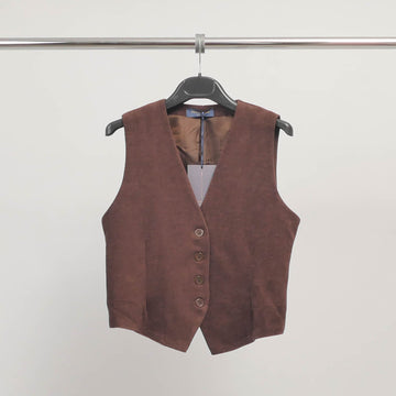 Gilet sans manches en maille chenille caramel ou chocolat – TDM35223-6