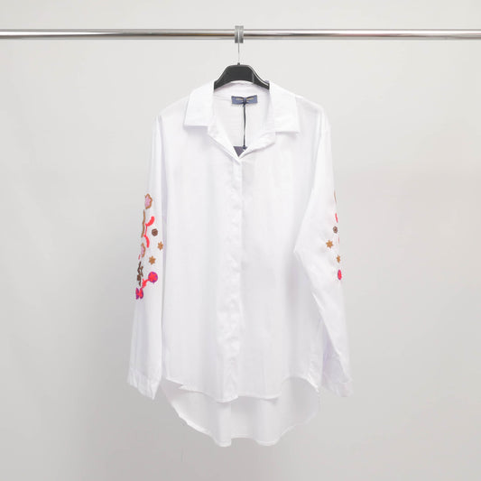 Chemise longue à broderies colorées – TDM78525-2