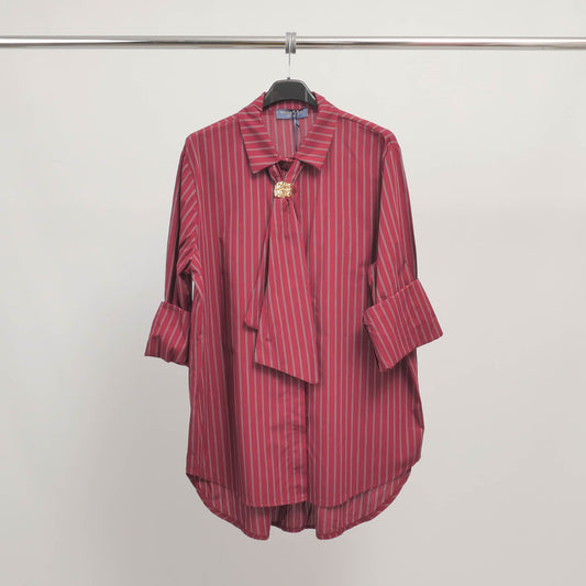 Chemise à rayures avec lavallière – TDM71025-2