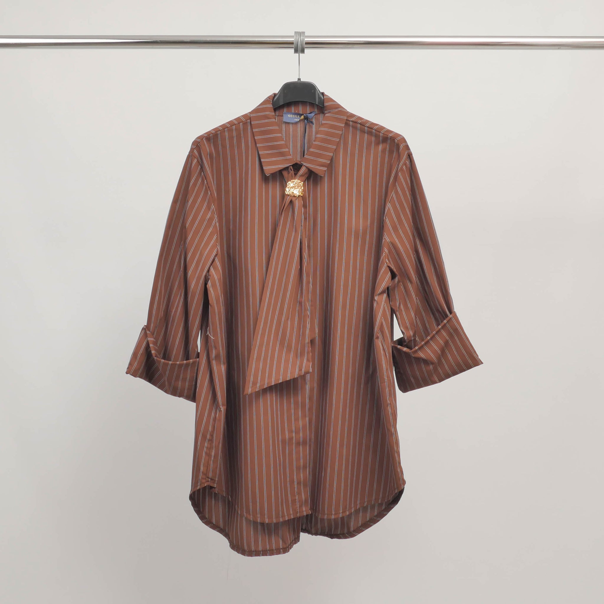 Chemise à rayures avec lavallière – TDM71025-2